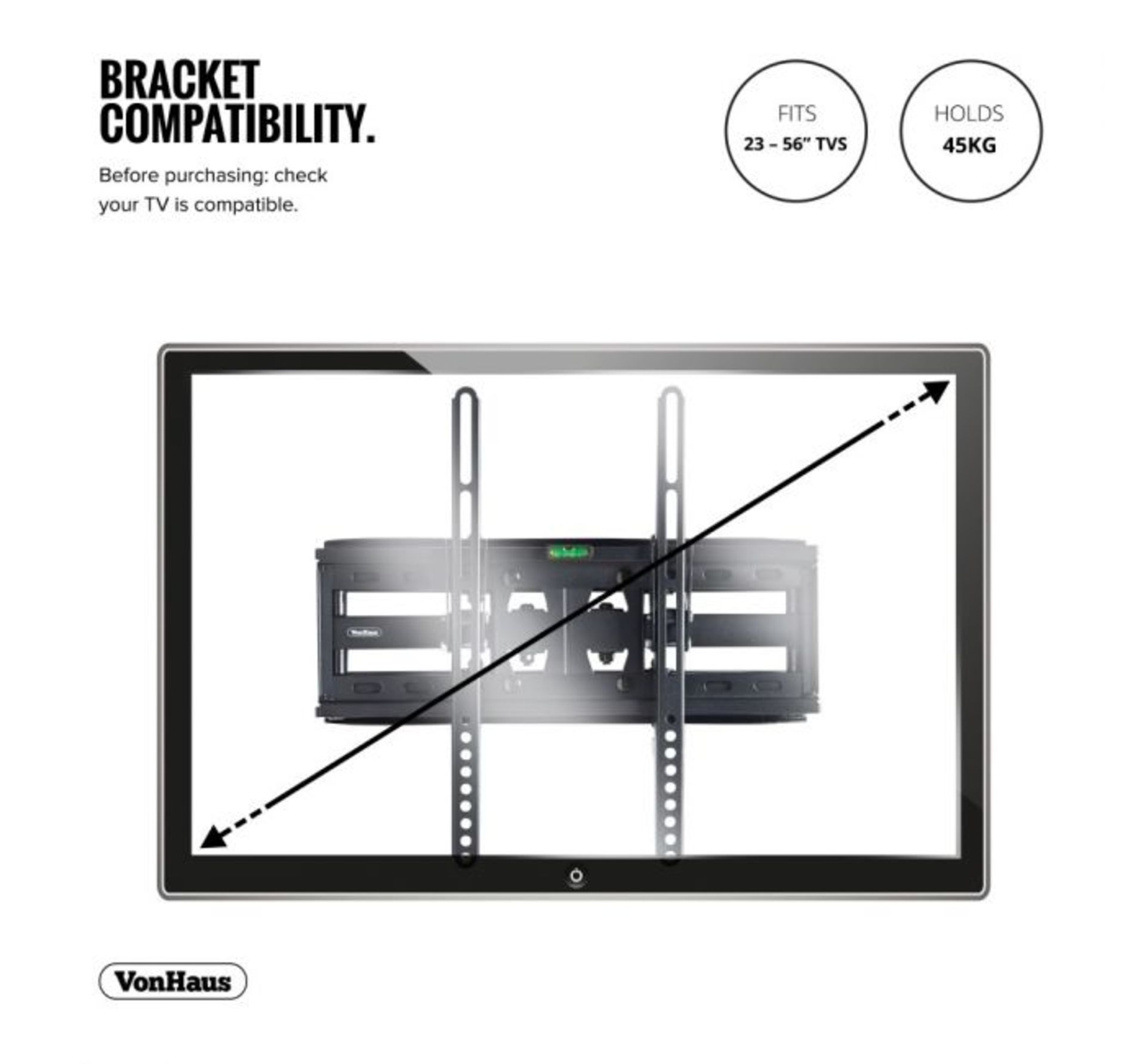 (D10) 23-56 inch Cantilever TV bracket Please confirm your TV’s VESA Mounting Dimensions and... - Image 2 of 3