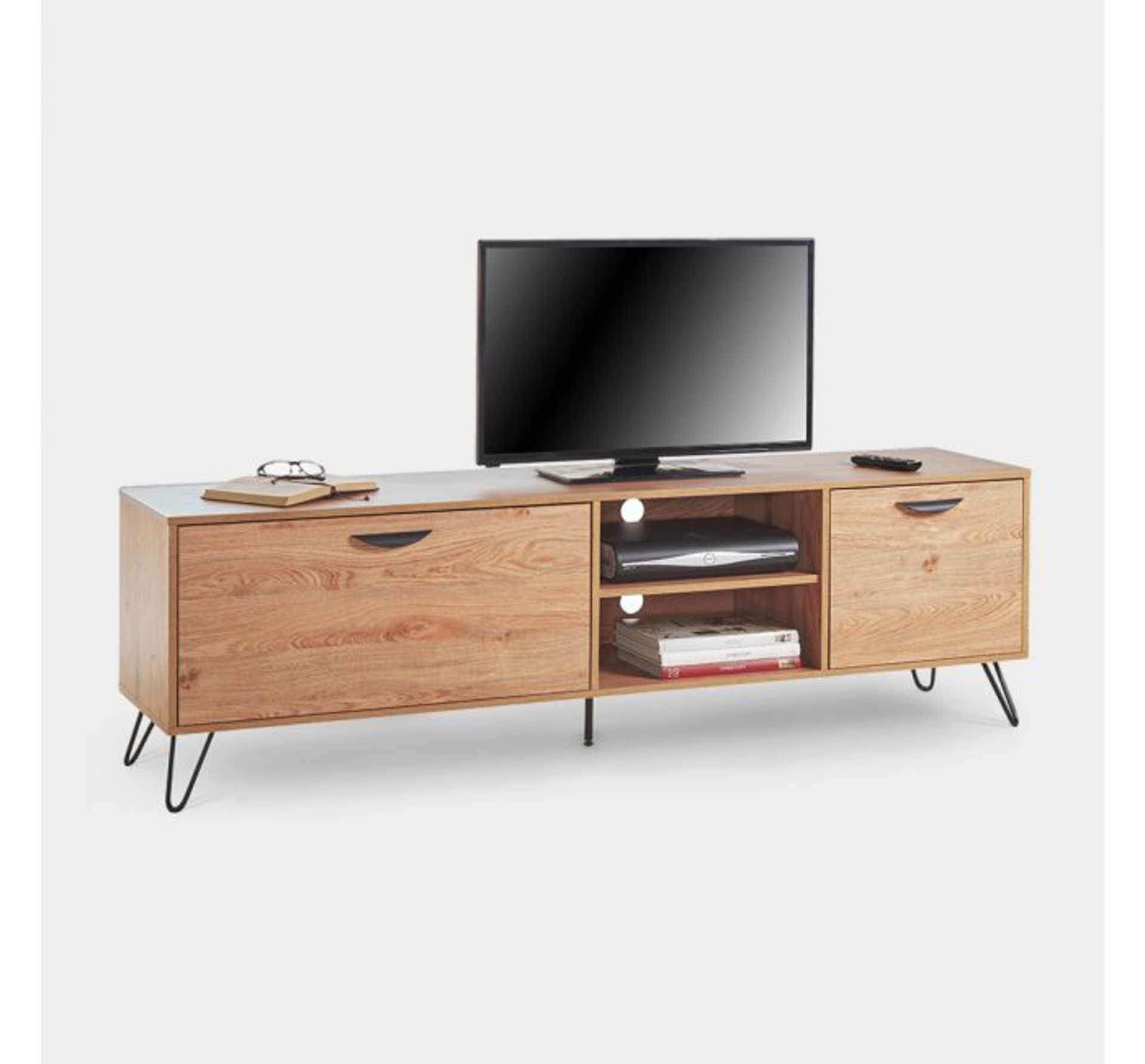 (KG9) Capri Large TV Unit. Lightweight MDF frame is coated in an 3D oak-effect veneer, with str... - Image 5 of 5