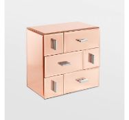 (X14) 1x Rose Gold 6 Drawer Mirrored Organiser. Make being organised easy with this super stylish