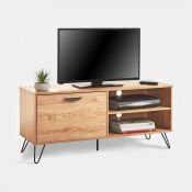 (V114) Capri TV Unit Stylish, lightweight MDF frame is coated in an 3D oak-effect veneer, with...