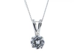 18ct White Gold Single Stone Wire Set Diamond Pendant 0.63 Carats