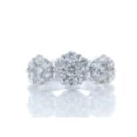 18ct White Gold Flower Cluster Diamond Ring 1.50 Carats