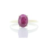 9ct Yellow Gold Single Stone Emerald Cut Ruby Ring 1.24 Carats