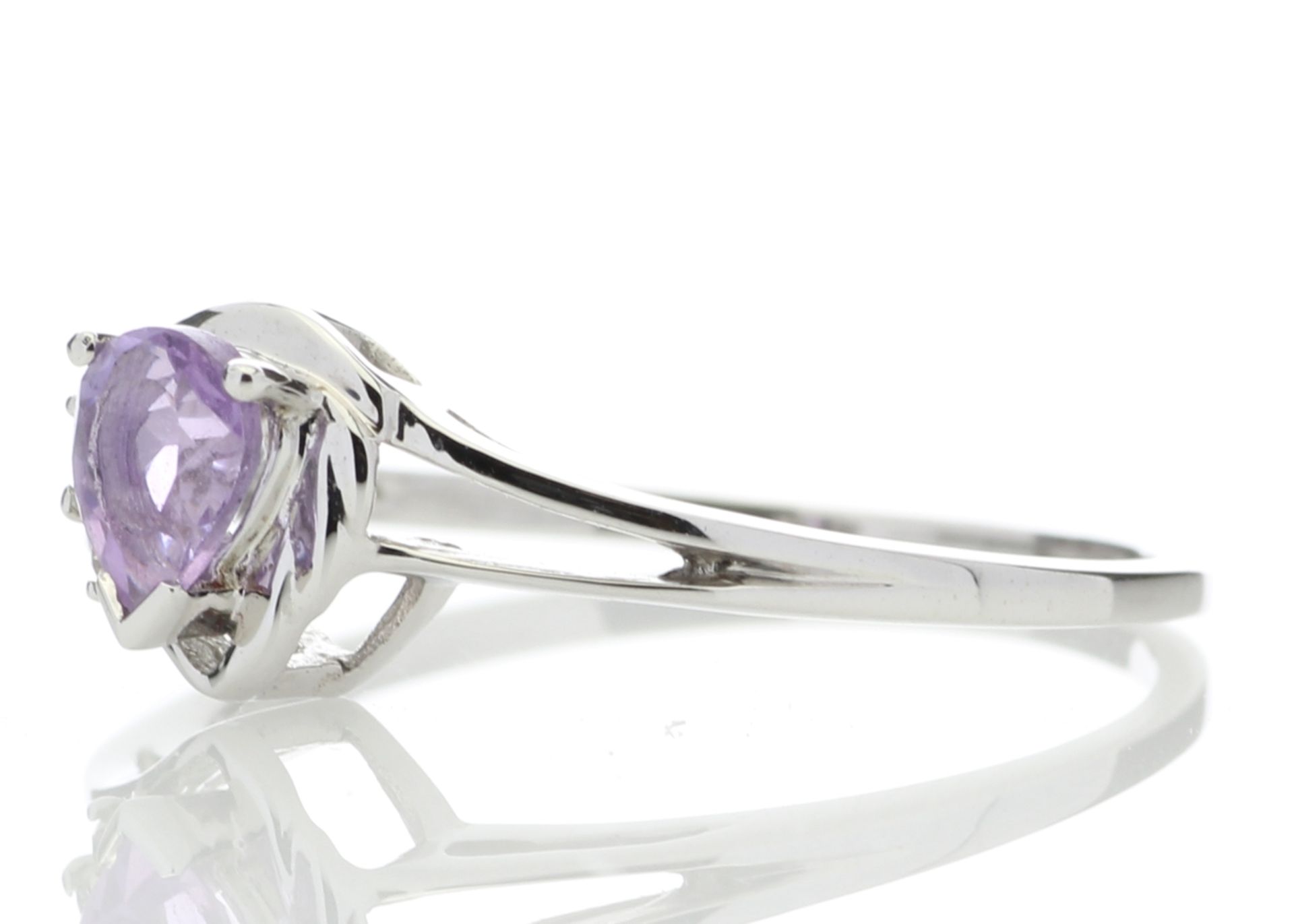 9ct White Gold Amethyst Pear Shaped Diamond Ring 0.03 Carats - Image 2 of 4