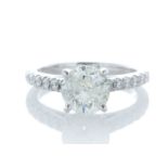 18ct White Gold Single Stone Prong Set With Stone Set Shoulders Diamond Ring (1.65) 1.92 Carats