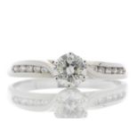 18ct White Gold Single Stone Diamond Ring With Stone Set shoulders (0.51) 0.61 Carats