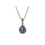 9ct Rose Gold Amethyst And Diamond Pendant 0.11 Carats