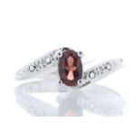 9ct White Gold Diamond And Garnet Ring 0.01 Carats