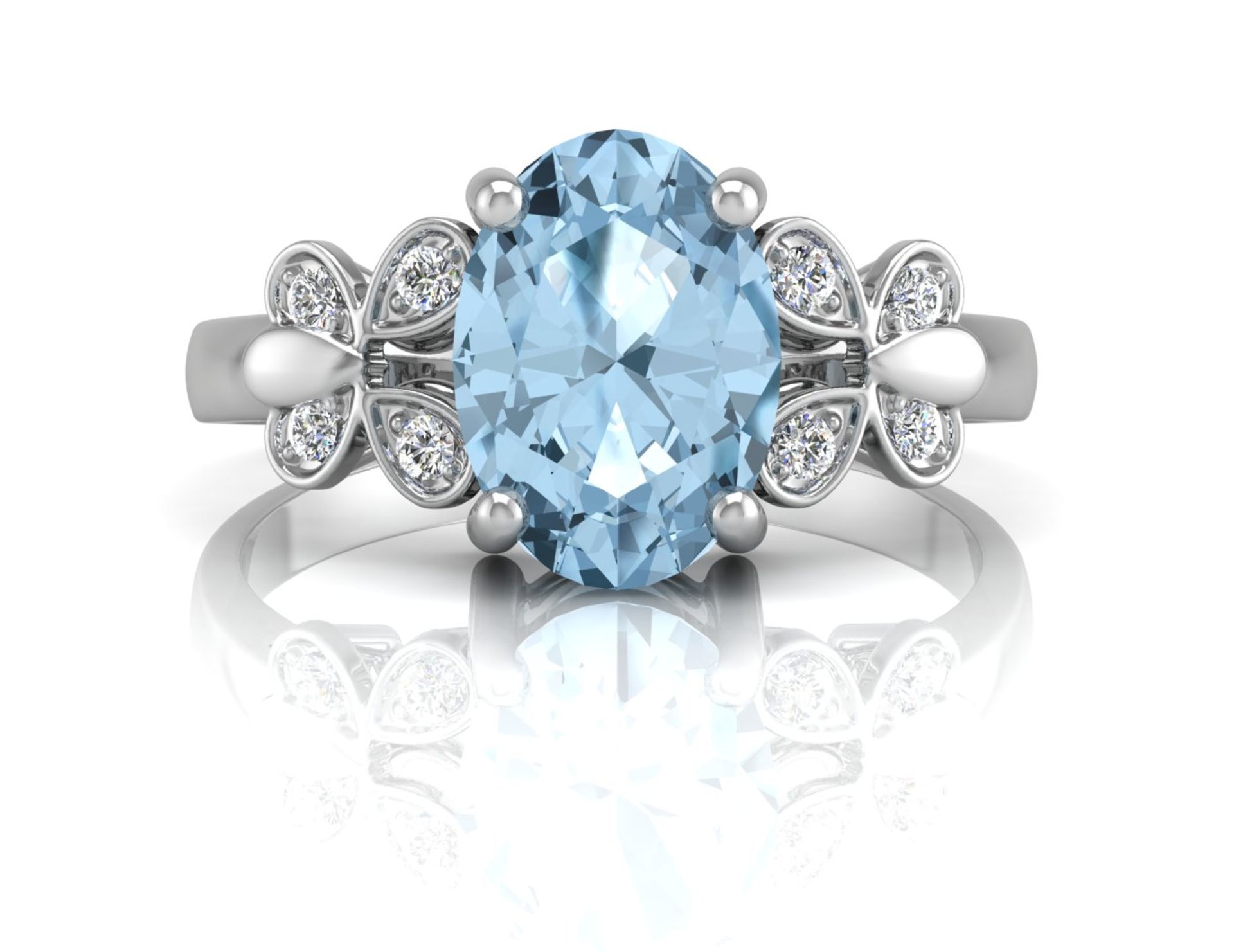 9ct White Gold Diamond And Blue Topaz Ring 0.03 Carats - Image 4 of 4