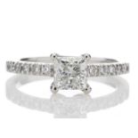 Platinum Single Stone Claw Set With Stone Set Shoulders Diamond Ring (0.71) 0.91 Carats