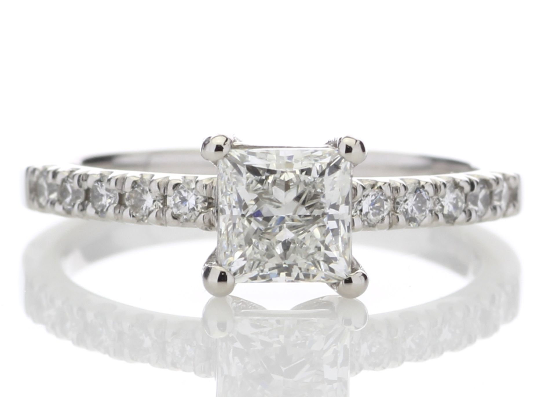 Platinum Single Stone Claw Set With Stone Set Shoulders Diamond Ring (0.71) 0.91 Carats