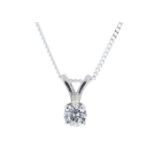 9ct White Gold Single Stone Claw Set Diamond Pendant 0.15 Carats