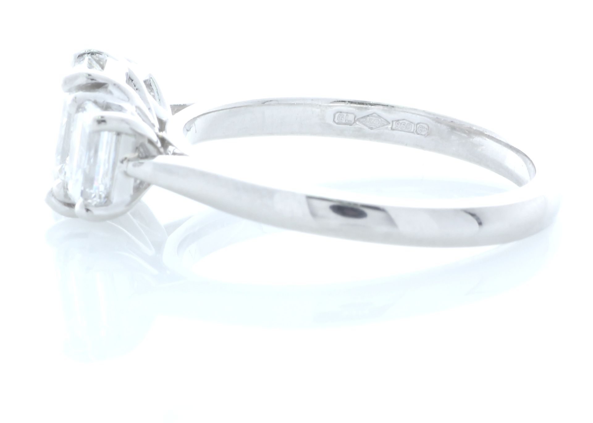 Platinum Three Stone Claw Set Diamond Ring (1.11) 1.91 Carats - Image 2 of 4