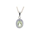 9ct Yellow Gold Diamond And Lemon Quartz Pendant 0.11 Carats