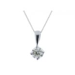 18ct White Gold Single Stone Four Claw Set Diamond Pendant 0.50 Carats