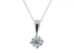 18ct White Gold Single Stone Four Claw Set Diamond Pendant 0.50 Carats