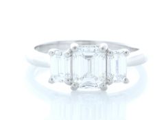 Platinum Three Stone Claw Set Diamond Ring (1.11) 1.91 Carats