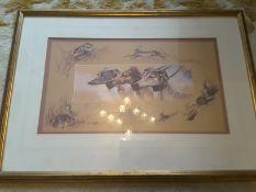 Mick Cawston Limited Edition Signed Print Of Lurchers - One Of A Full Set Of 4 Prints