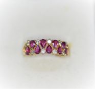 18Ct Yellow Gold Ruby & Diamond Half Hoop Ring