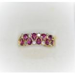 18Ct Yellow Gold Ruby & Diamond Half Hoop Ring