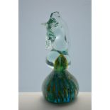 Signed Mdina Glass Large Seahorse Paperweight