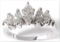 5 Stone 14Ct White Gold Marquise Diamond Ring