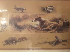 Mick Cawston Limited Edition Signed Print Of Lurchers - Three Of A Full Set Of 4 Prints