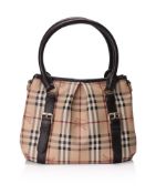 Burberry Haymarket Tote Bag With Front Pleat