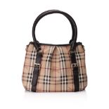 Burberry Haymarket Tote Bag With Front Pleat