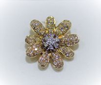 18Ct Yellow & White Gold Floral Design Diamond Ring