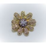 18Ct Yellow & White Gold Floral Design Diamond Ring