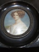 Miniature Portrait Of A Lady In Ebony Frame