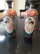 A Pair Of Japanese Cloisonne Vases