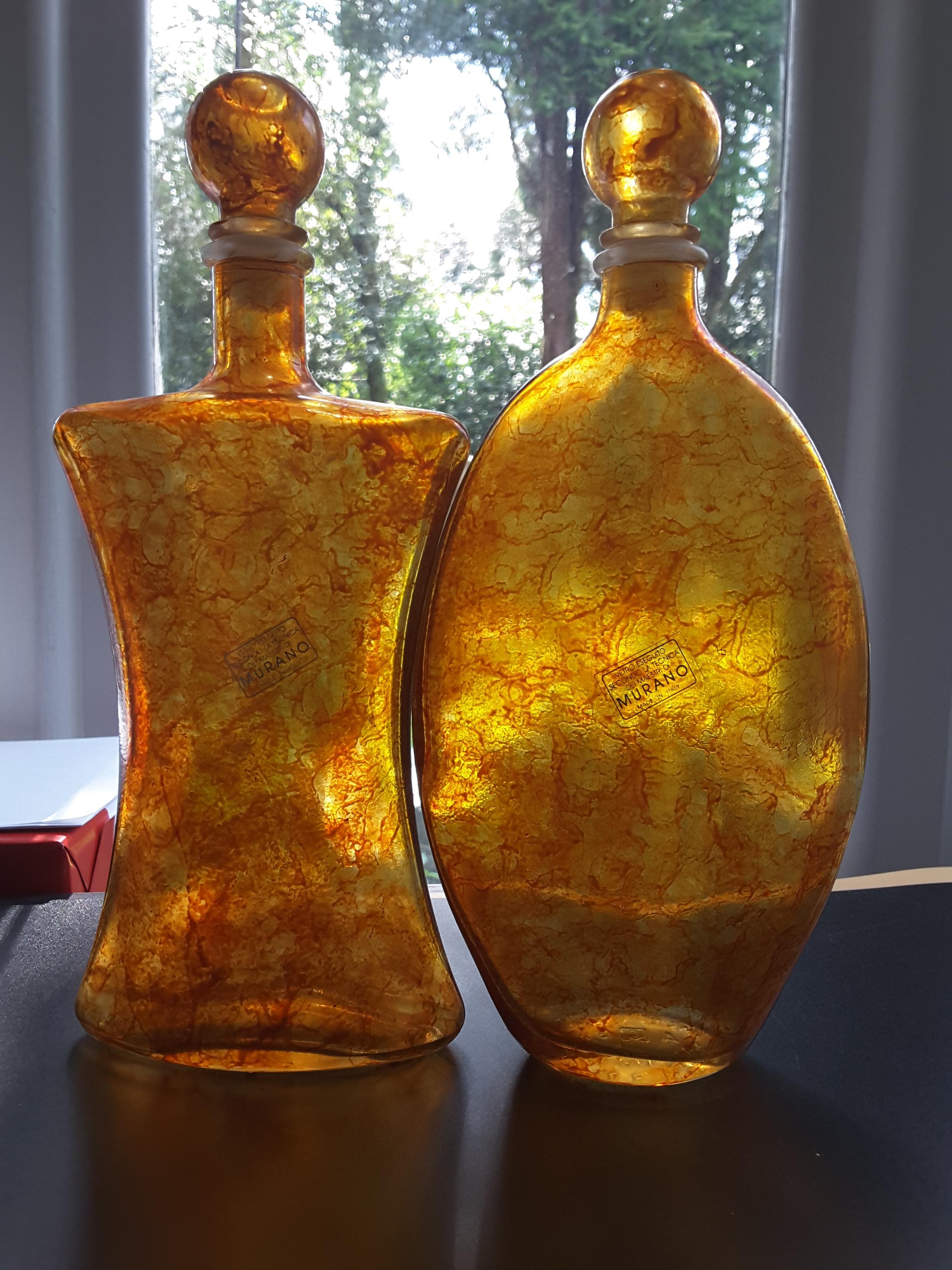 A Pair Of Murano Glass Decanters