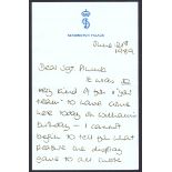 A Personal Signed Letter- by Diana Princess of Wales, H.R.H Prince W...