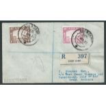 Aden / G.B. - Isle of Man 1937 (Apr 1) 8a and 1r on registered First Day Cover from Aden Camp