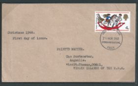 Anguilla 1968 (Nov 25) G.B. Christmas 4d First Day Cover addressed to Anguilla