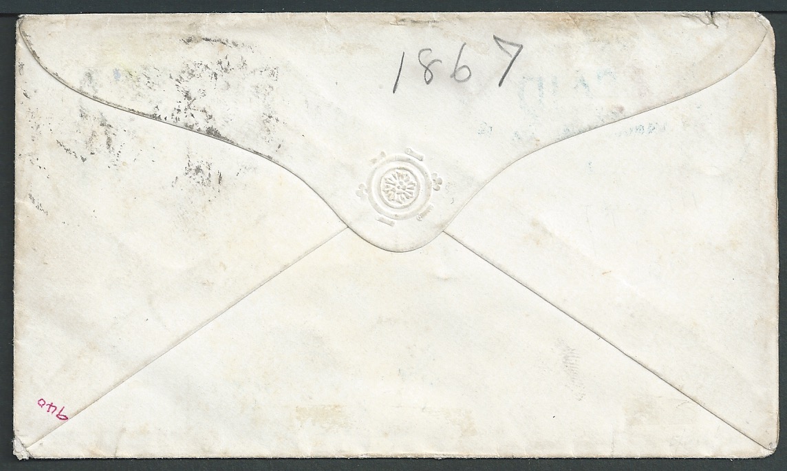 British Columbia c1860 Cover to the USA with blue oval "POST OFFICE/PAID/VICTORIA VANCOUVER ISLAND" - Image 2 of 2