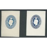 Australia 1946 5/10d Food Parcel Label cut outs - two different Dies in light and dark blue on gimme