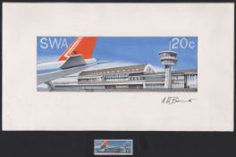 SOUTH WEST AFRICA / NAMIBIA 1977 Final full colour artist's essay for the 20c J.G. Strijdom Airport