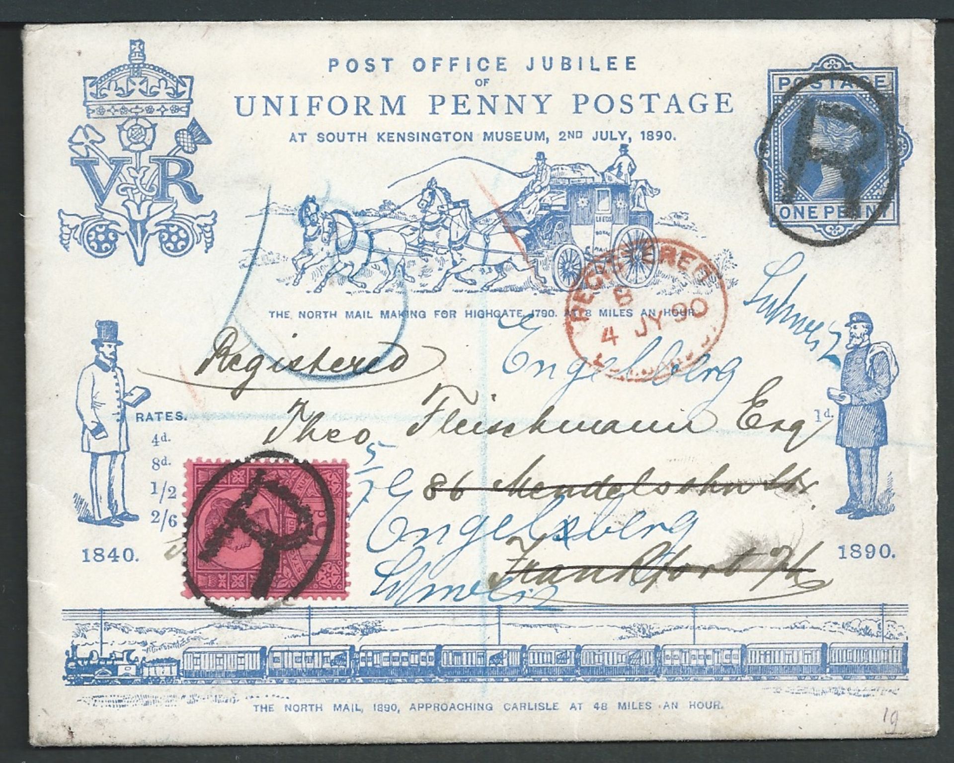 G.B. - Jubilee of Penny Postage 1890 Penny Postage Jubilee 1d postal stationery cover