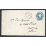 Bahamas 1907 2.1/2d Postal Stationery envelope to the U.S.A. cancelled by the uncommon