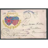 Crash & Wreck Mail / Canada 1899 (Feb. 17) Spanish-American War Patriotic postcard