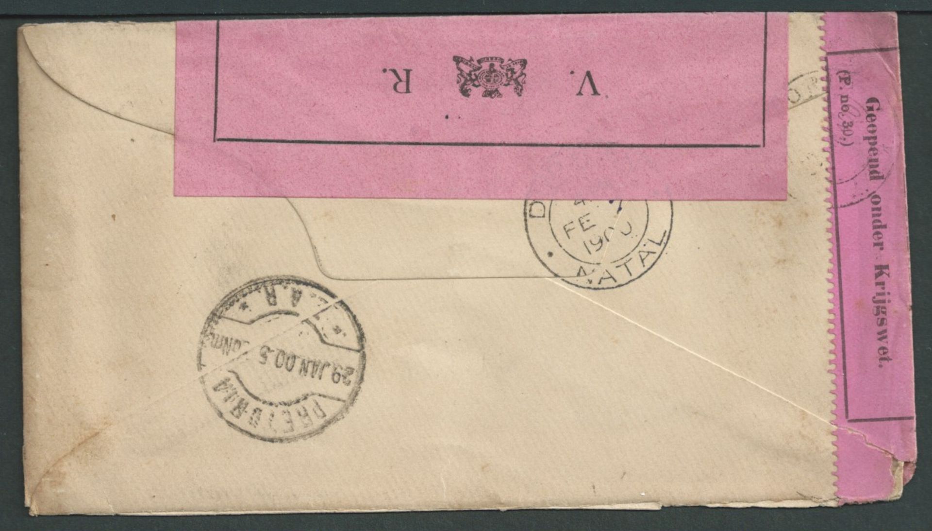 Boer War 1900 Cover from Barberton to Australia with Boer and British censor seals - Image 2 of 2