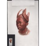 SOUTH WEST AFRICA / NAMIBIA 1981 Head-dresses set: original full colour artwork for the 25c Kwanyama