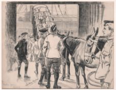 BOER WAR 1899. Pen & Ink sketch "Mules Going Aboard from the Albert Docks" published 17th November