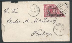 British Honduras 1891 (June 10) Cover (edge faults) from Corozal to Belize