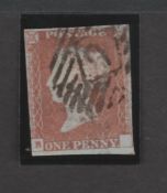 Great Britain - Line Engraved 1841 .Imperf 1d red (3 margins, just touched at left)