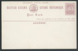British Guiana 1879 Colour Trial of the 3c Postal Stationery Card in pale lilac. Most attractive.