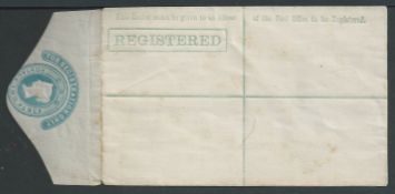 G.B. - Q.V. Postal Stationery 1878 2d registration envelope printed in greenish blue